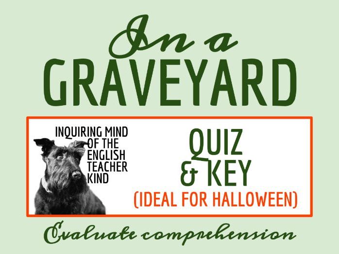 "In a Graveyard" by Eando Binder Quiz and Key | Paranormal Fiction | Halloween Horror