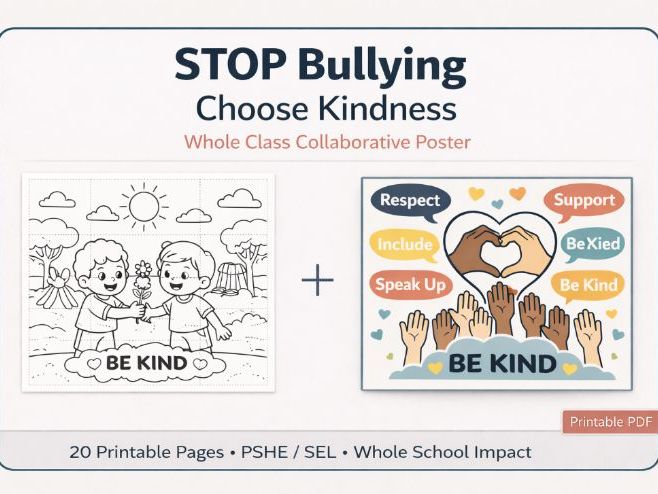 STOP Bullying – Choose Kindness | Whole Class Collaborative Poster | PSHE / SEL Anti-Bullying Resour