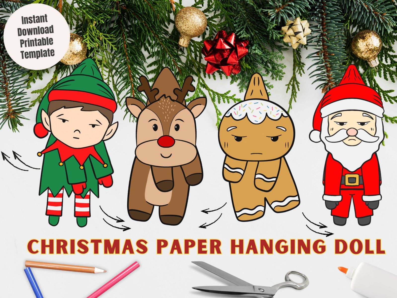 Christmas Hanging Paper Doll - Bundle Christmas craft