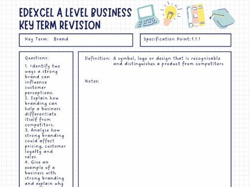 Edexcel A Level Business Theme 1 Key Term Revision