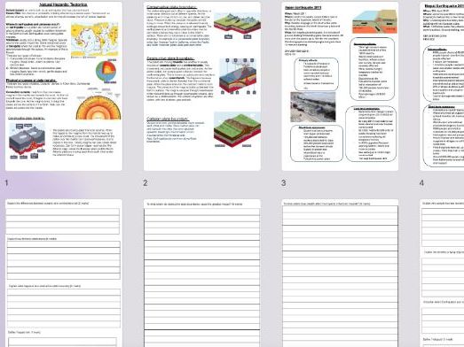 GCSE Geography Tectonics revision booklet with questions
