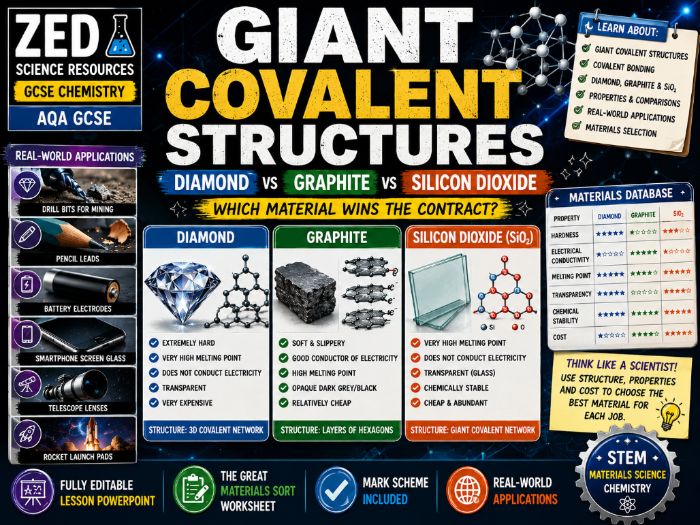 Giant Covalent Structures | Diamond, Graphite & Silicon Dioxide | GCSE Chemistry AQA