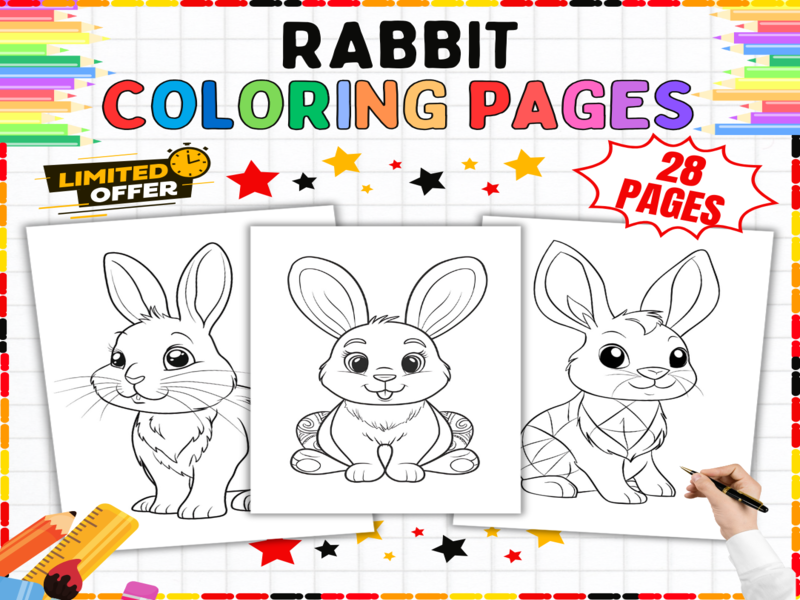 Rabbit Colouring Sheets | Cute Bunny Worksheets | Spring Animal Art Activities for Creative Kids