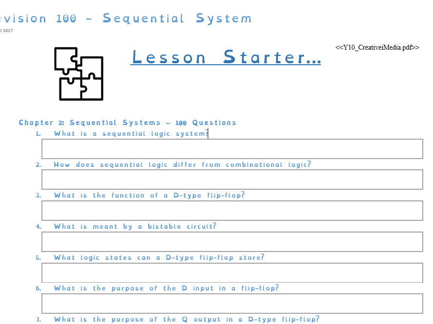 GCSE Electronics – Sequential Systems | 100 Revision Questions & Answers