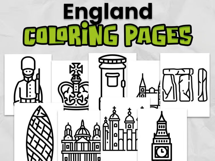 England Colouring Pages | England Country Study | UK Geography Activity