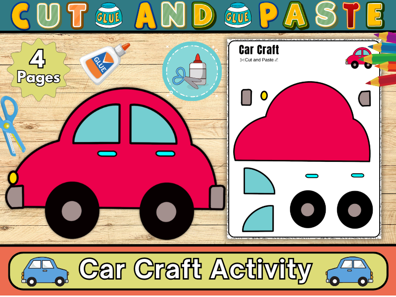 Car Craft Activity | Transportation Craft Template | Cut & Paste Printable