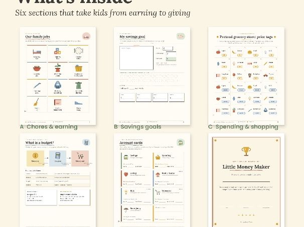 Little Money Makers Financial Literacy Kit | Kids Chores, Savings, Budget & Banking Printable