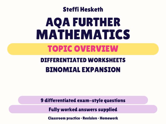 AQA Further Maths Binomial Expansion | Topic Overview Differentiated Worksheet
