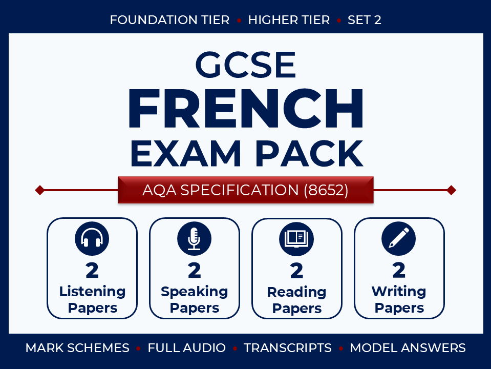 AQA GCSE French (2026) – Foundation & Higher Exam Pack (Set 2)