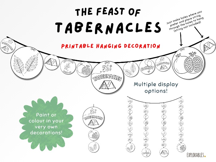 The Feast of Tabernacles Sukkot Hanging Decoration Paper Banner Activity Kids Paint Colour Decorate