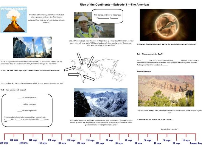 BBC - Rise of the Continents - Ep 3 The Americas  - Iain Stewart - Worksheet