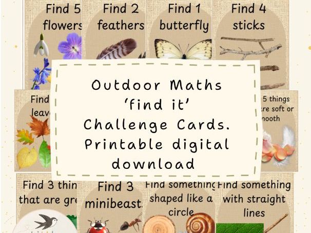 Outdoor Maths 'find it' cards. EYFS/KS1