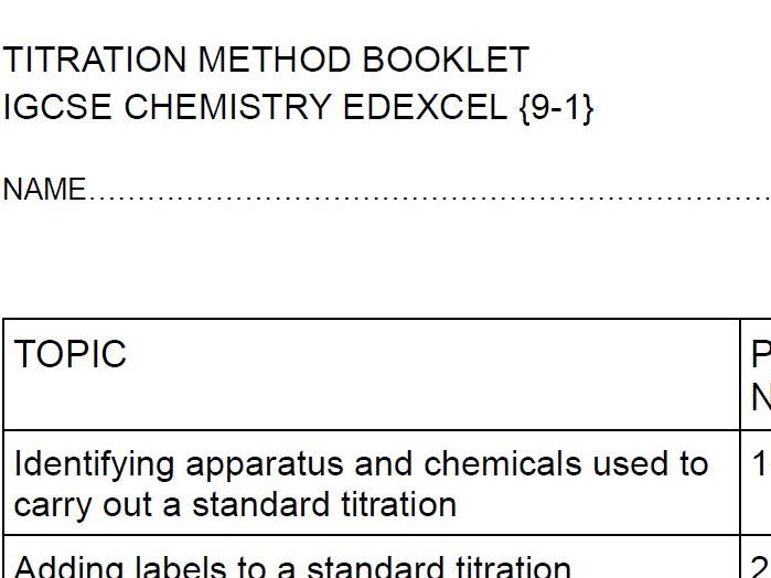 Titration Method Booklet IGCSE Chemistry [Edexcel 9-1}