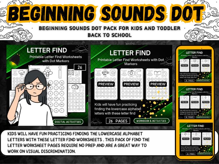 Printable Letter Find Worksheets with Dot Markers BACK TO SCHOOL