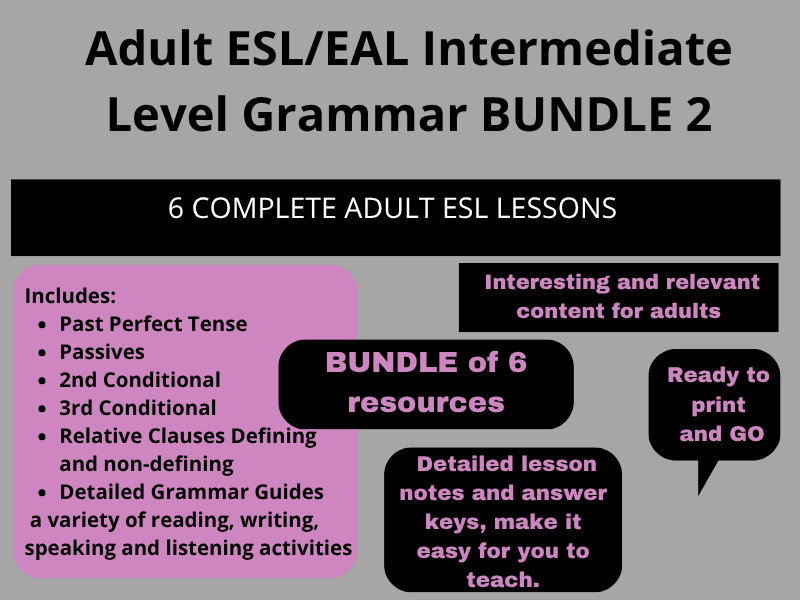 Adult ESL Intermediate Level Grammar Bundle 2