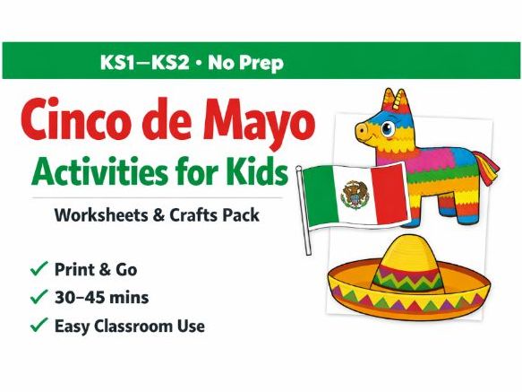 Cinco de Mayo Activities for Kids (KS1/KS2 No Prep Worksheets & Crafts)