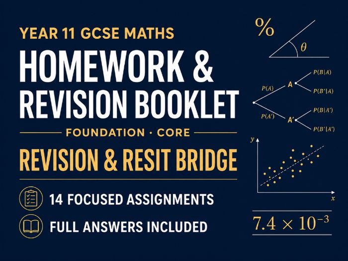 Year 11 GCSE Foundation Maths Homework & Revision Booklet – Core Resit Bridge