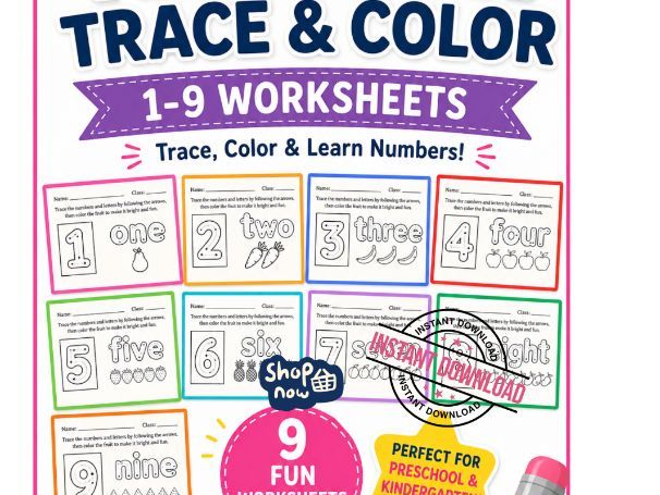 Number Tracing And Coloring Activities 1–9
