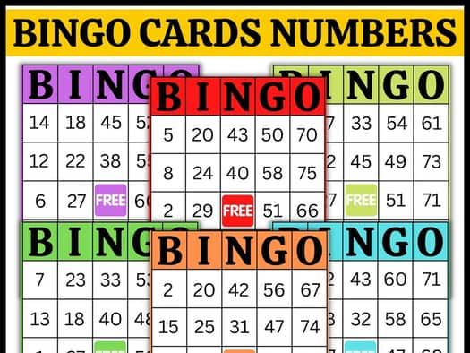 Bingo Game Numbers 1-75 | Colorful Bingo Cards Numbers 5×5