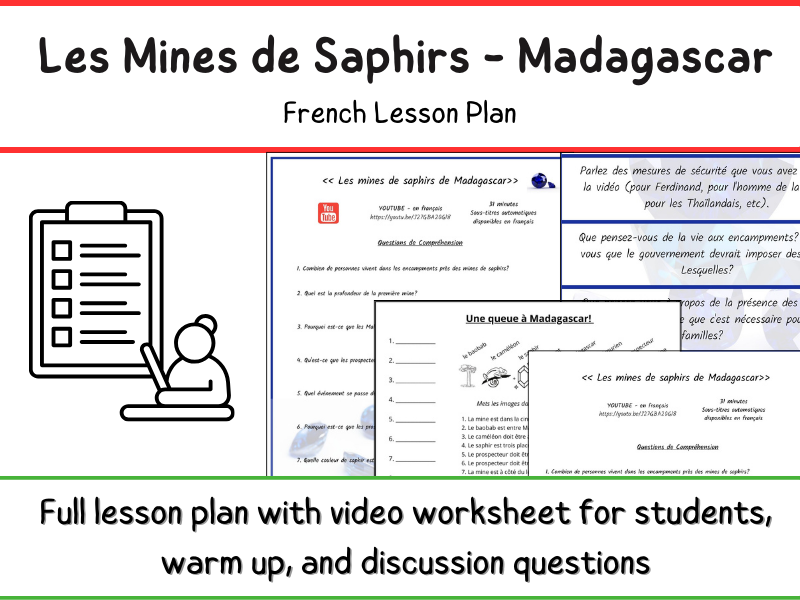 Madagascar - Les Mines de Saphirs - French Lesson Plan - Video & Activities!