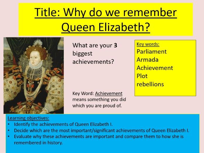 Title Why Do We Remember Queen Elizabeth KS3 Resource Teaching Resources