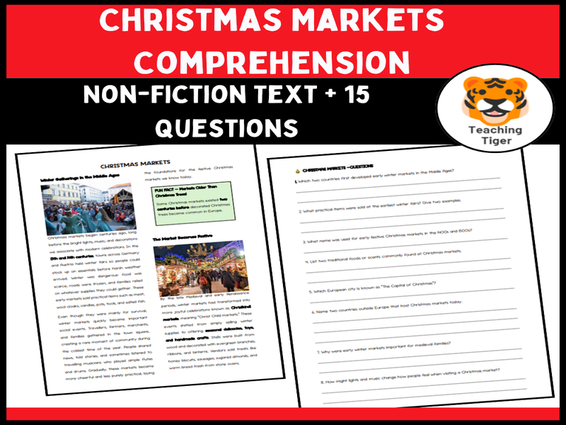 Christmas Markets Reading Comprehension | KS2 Non-Fiction + Questions