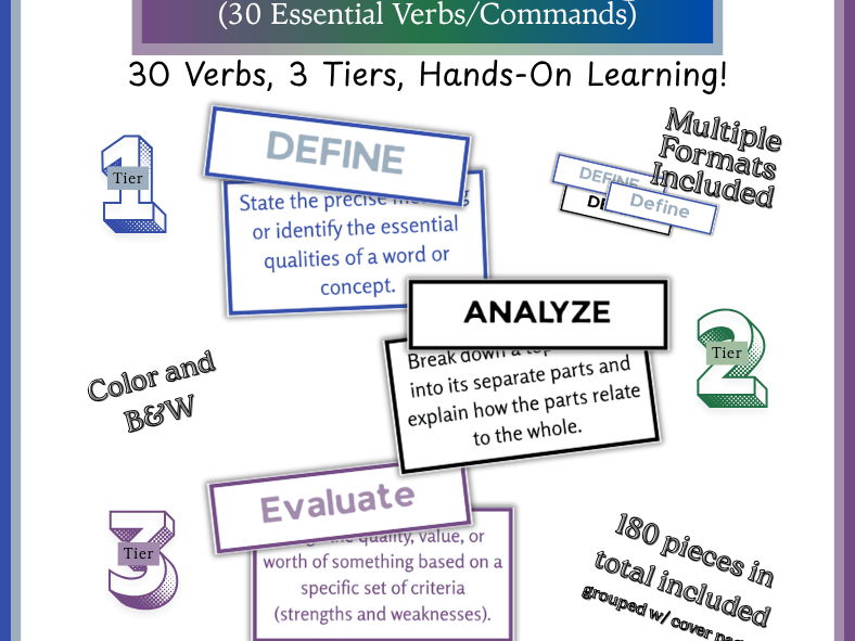 Hands-On Academic Vocab Match-Up: 3-Tiered Task Translators Matching Activity