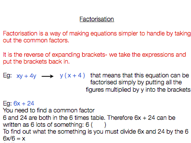 Maths - factorisation