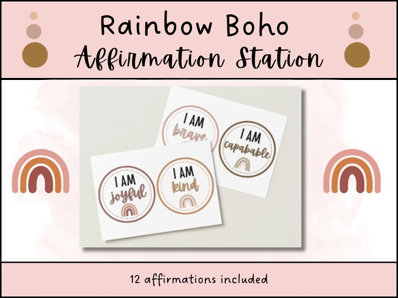 Boho Rainbow Affirmation Station EYFS Display