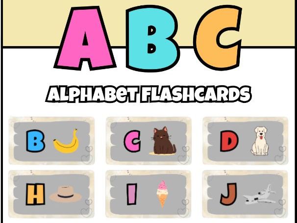 Alphabet Cards Flash Cards Word Wall Posters Decorations preschool, kindergarten Literacy Center
