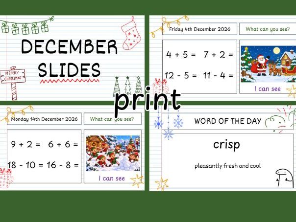 Year 1 morning work powerpoint- December- Print