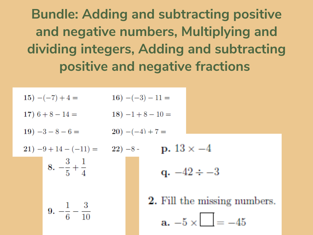Adding And Subtracting Positive And Negative Integers Free Worksheets 