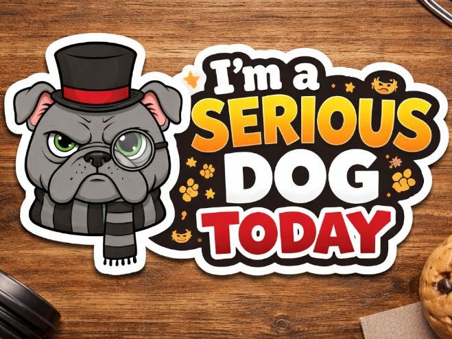 I'm a serious dog today" sticker or magenta.