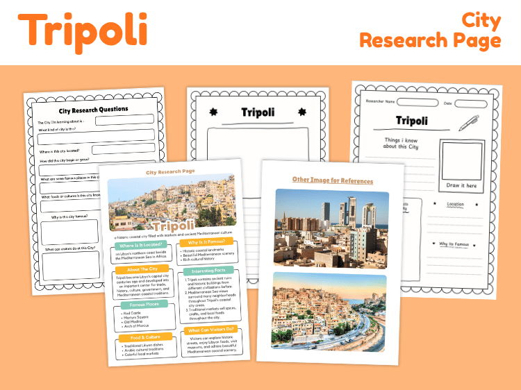 Tripoli City Research Project | Libya Geography Worksheets