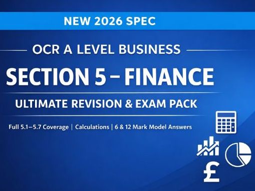 NEW 2026 OCR A Level Business H436 – Section 5 Finance - REVISION PACK (5.1–5.7)
