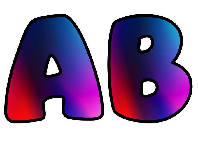 Red Blue Purple Art Lettering Set | Classroom Display | Upper & Lowercase, 0-9 and Signs