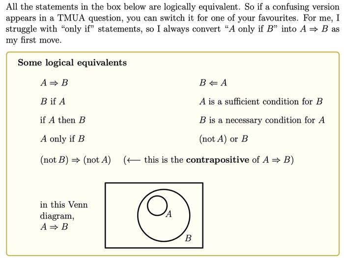 TMUA Paper 2 Logic and Proof notes