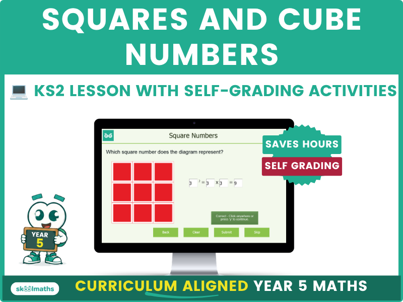 Square Numbers  and Cube Numbers - Interactive Digital Maths for Year 5