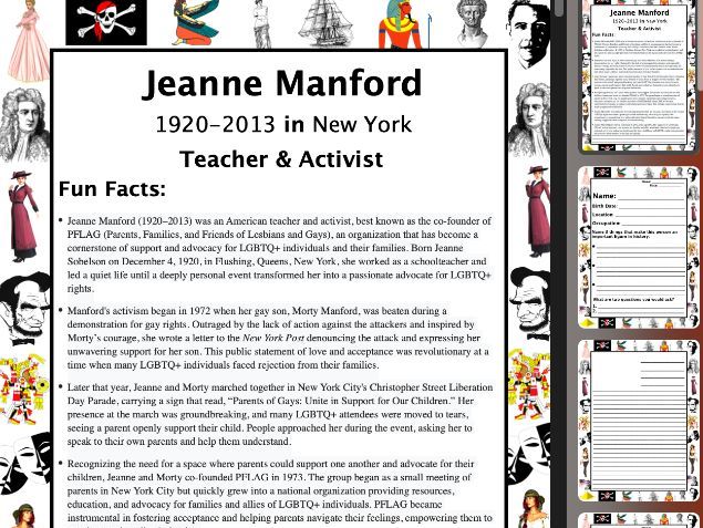 Jeanne Manford PACKET & ACTIVITIES, Important Historical Figures Series