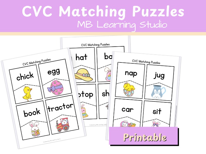 Easter CVC Word Puzzle – Phonics Matching Activity