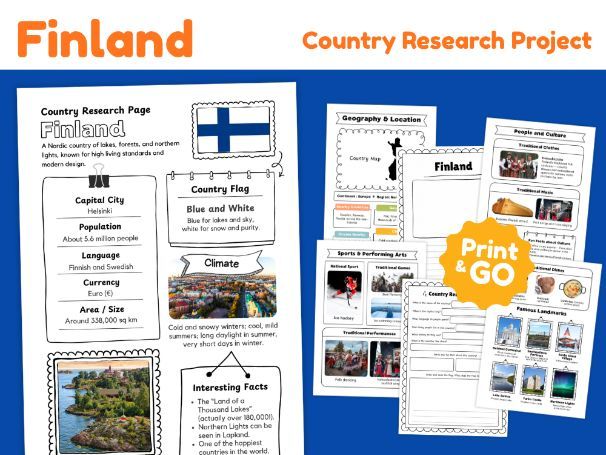 Finland Country Study Worksheets | 14 Pages
