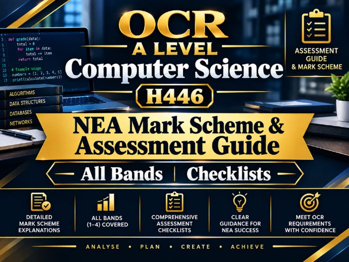 OCR A Level Computer Science H446 NEA Mark Scheme & Assessment Guide | All Bands | Checklists