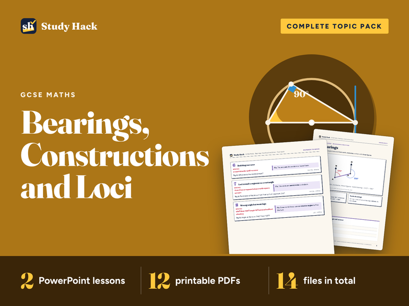 GCSE Maths Bearings, Constructions and Loci Complete Topic Pack