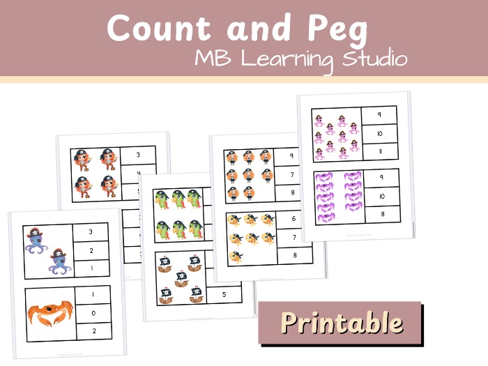 Pirate Themed Count and Peg 1-10
