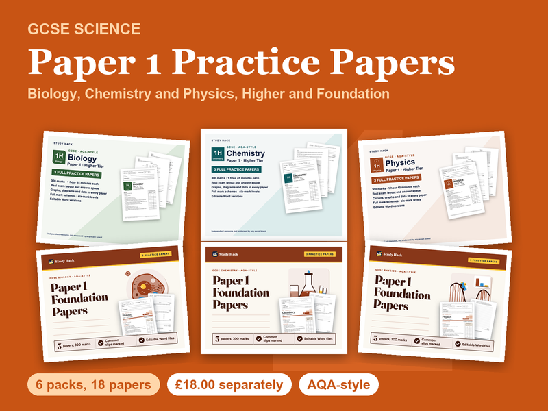 GCSE Science Paper 1 Practice Papers: Higher and Foundation, 18 Papers (AQA-style)