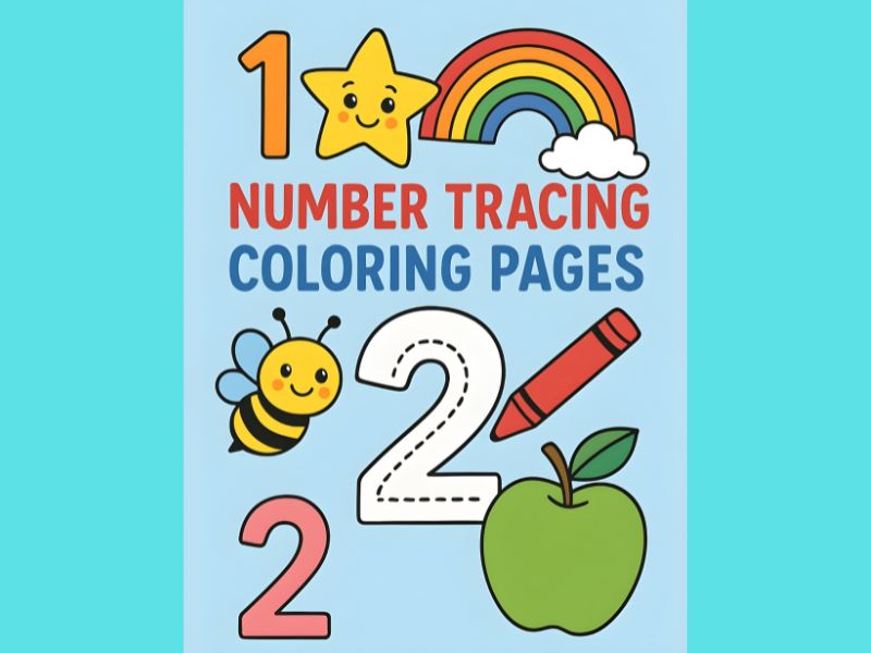 Number Tracing & Coloring Pages Bundle - 29 Fun Educational Worksheets for Kids Numbers 0-9