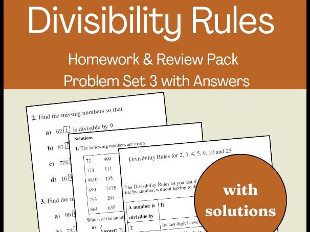 Divisibility Rules Homework & Review Pack | Problem Set 3 with Answers