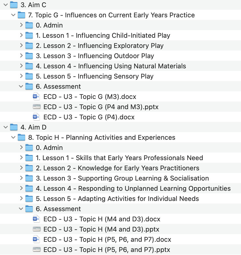 BTEC AAQ Early Childhood Development - Unit 3 - Aims C and D (Bundle)