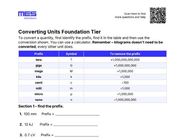 GCSE AQA FT - Converting Units