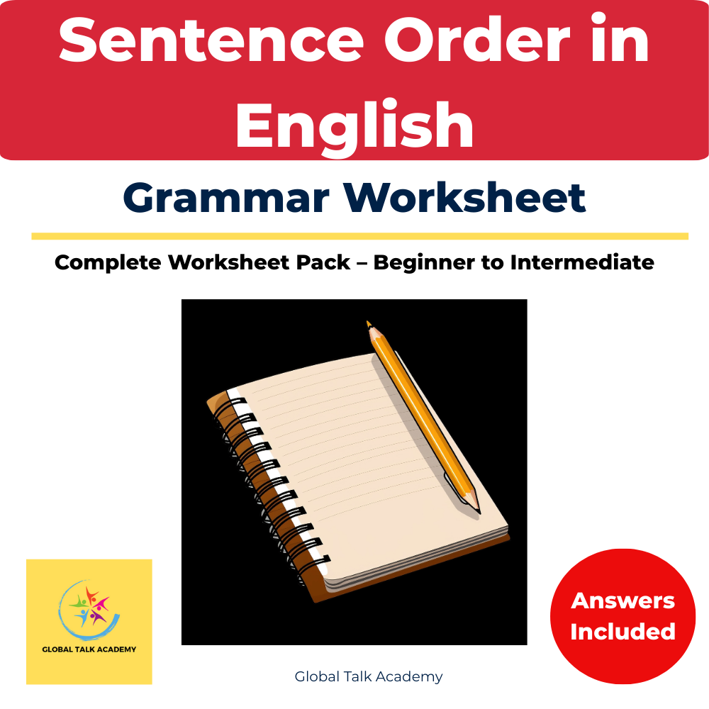 Sentence Order Chart Sentence Order in English Worksheet | ESL Grammar Activity | Word Order ...